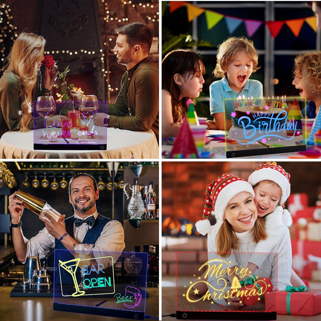 LED Notiztafel mit Farben, 30x20 CM Leuchtendes LED Zeichenbrett für Kinder, 6 Farben Einstellbar 4