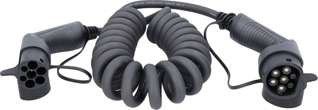 KS Tools 117.7385 efuturo link Spiral-EV-Ladekabel Typ 2 | 22 kW | 400 V dreiphasig 32A | Typ 2 auf