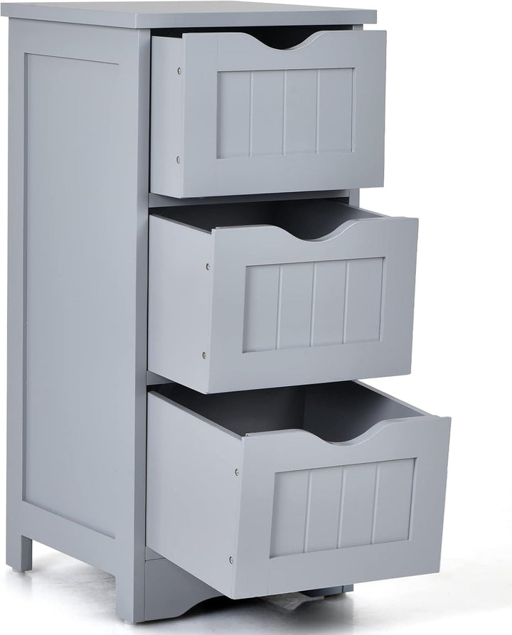 Giantex Badezimmerschrank mit Erde, selbsttragender Spaltenschrank, mit 4/3 Schubladen, Aufbewahrung