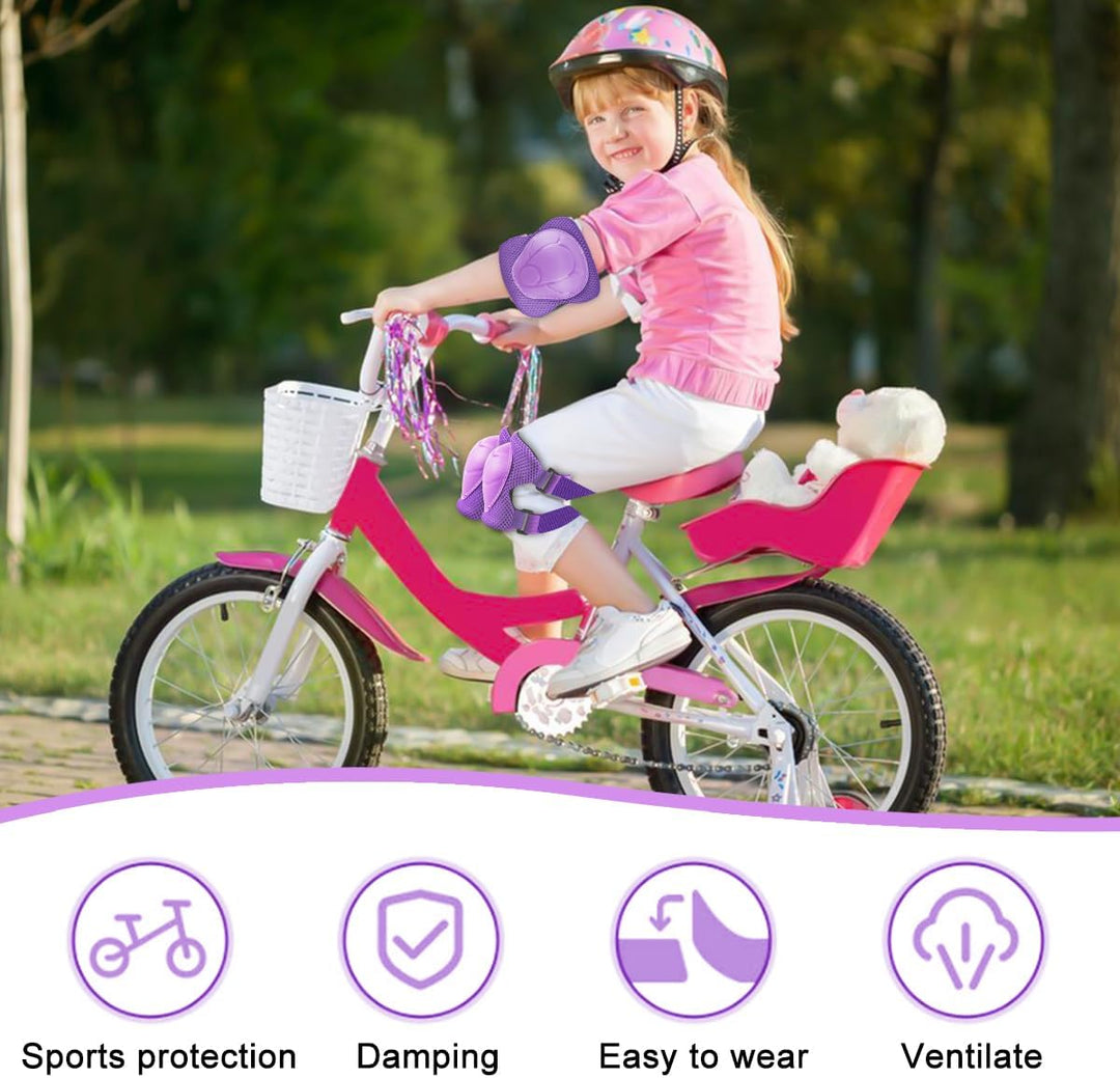 Skateboard-Protektoren für Kinder, 6-in-1 für Skateboarding, Rollschuhlaufen und Radfahren (lila)