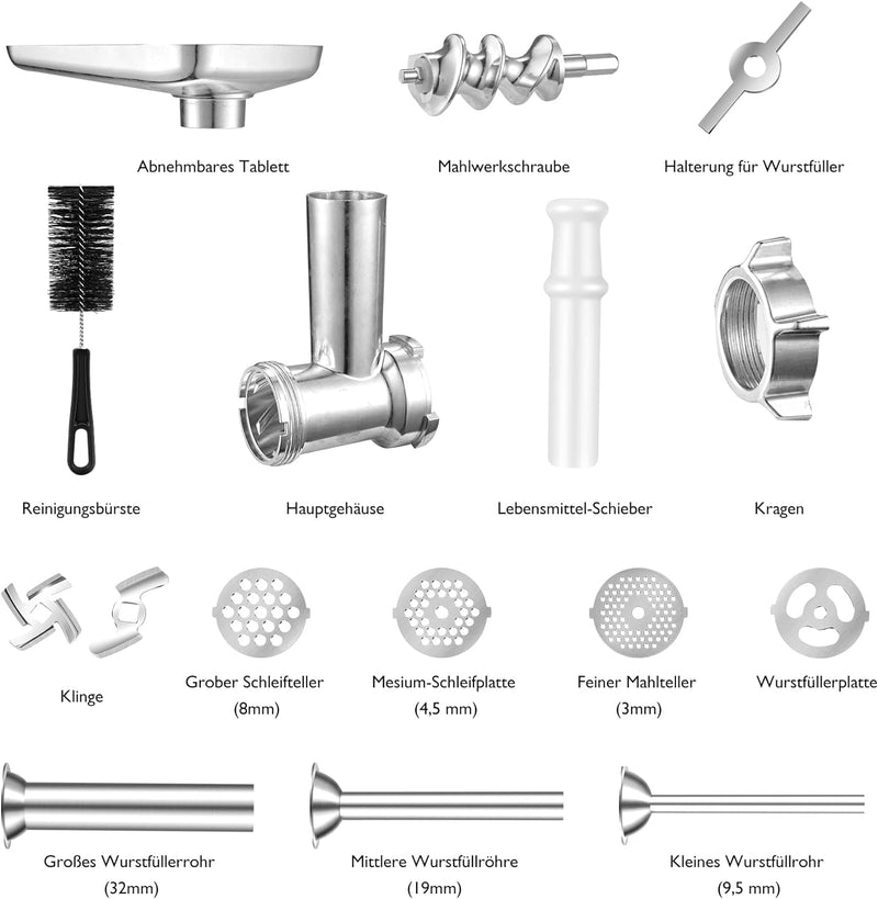 AMZCHEF Fleischwolf Zubehör für ZM1501 & GM3001 Slow Juicer - ZM1501 Zubehör - GM3001 Zubehör - Kein