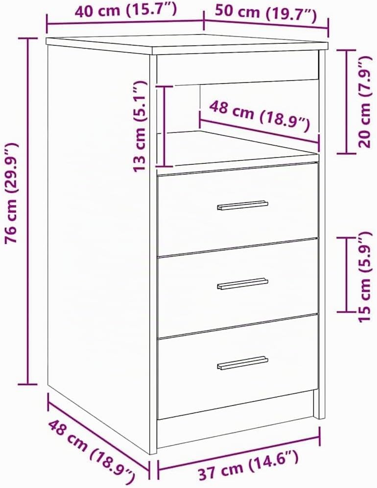 vidaXL Schubladenschrank Altholz-Optik 40x50x76 cm Holzwerkstoff, Schrank, Kommode mit Schublade, Sc