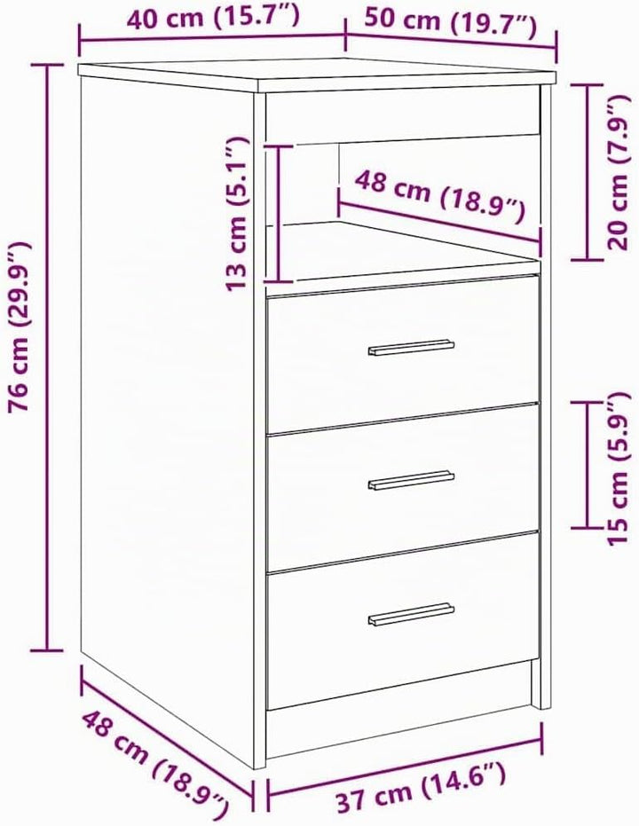 vidaXL Schubladenschrank Altholz-Optik 40x50x76 cm Holzwerkstoff, Schrank, Kommode mit Schublade, Sc
