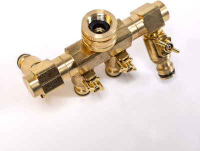UPP Wasserverteiler 4-Wege I Für 1/2" & 3/4" Wasserhahn-Anschluss mit Steckkupplung I 4-Fach-Verteil