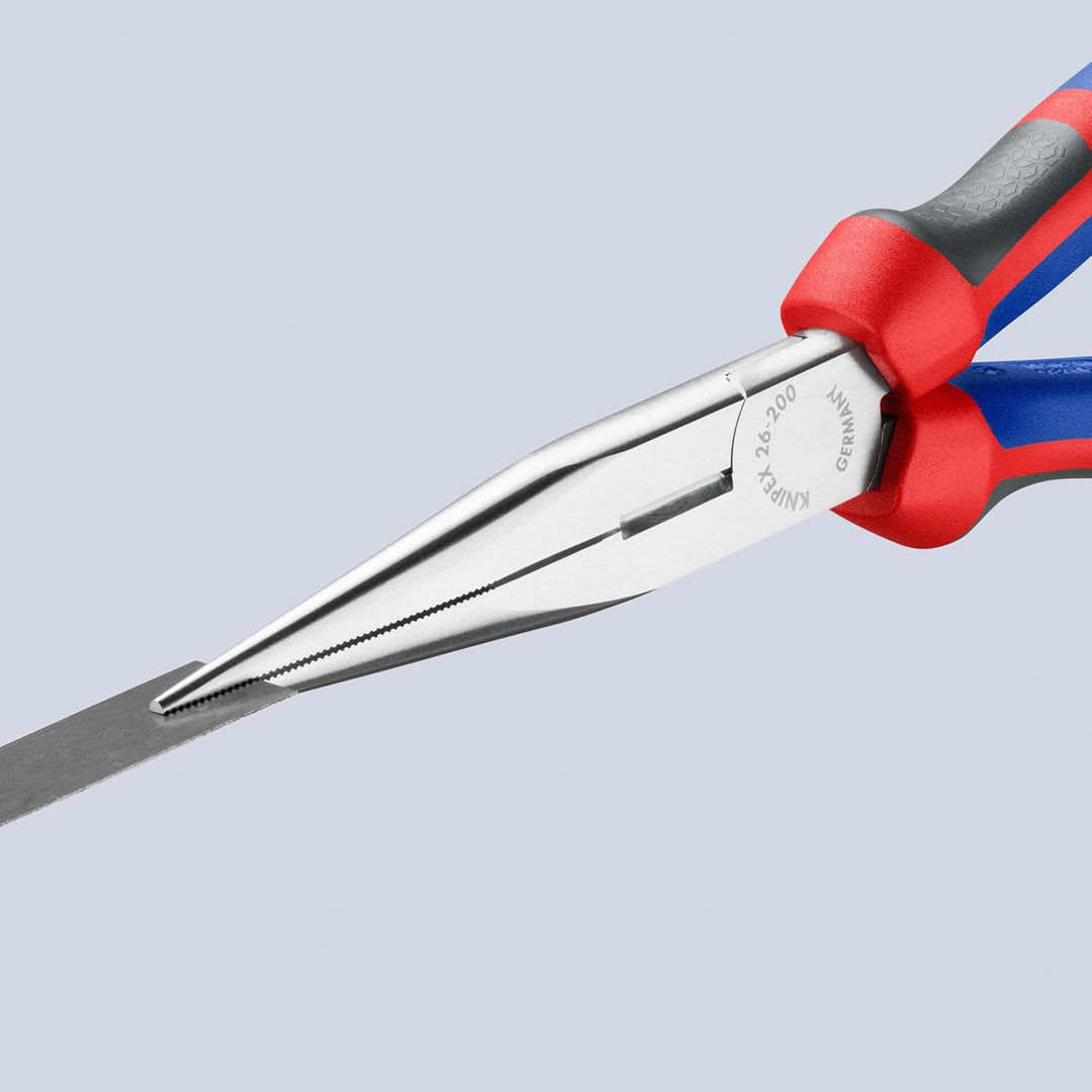Knipex Flachrundzange mit Schneide (Storchschnabelzange) verchromt, mit Mehrkomponenten-Hüllen 200 m