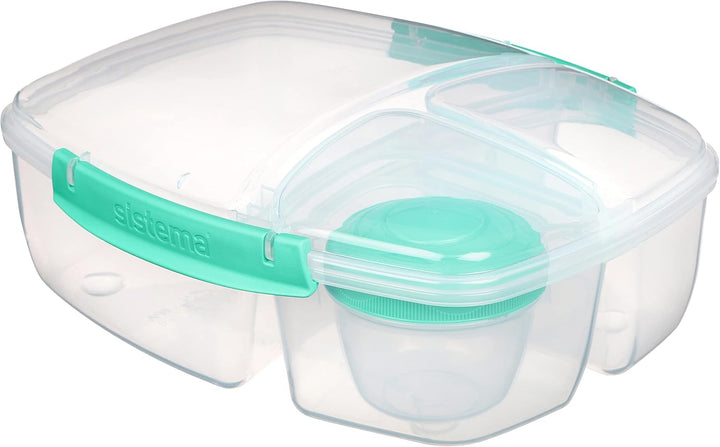 Sistema TO GO Triple Split Brotdose mit Joghurtbehälter | 2L luftdichter und stapelbarer Lunchbox fü