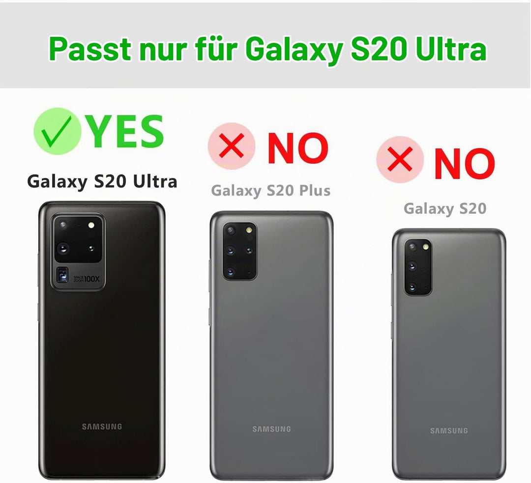 LENSUN Echtleder Hülle für Samsung Galaxy S20 Ultra, Handyhülle [Echtes Leder] [Magnetverschluss] [K