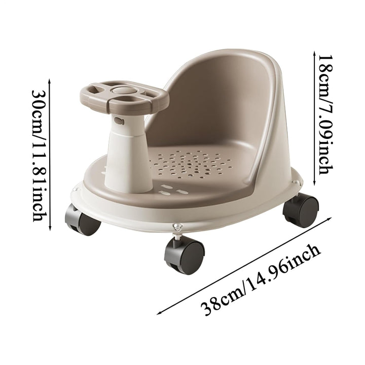 Baby Bade Sitz, Rutschfester Badewannensitz Für Babys, Mit Lenkrad Und Rädern, Baby Badesitz Ab 6 Mo