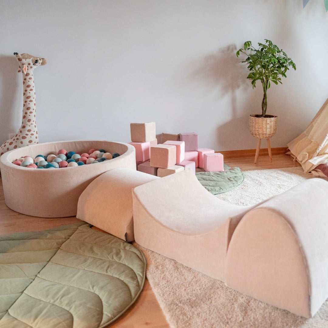 KiddyMoon Spielplatz Velvet Aus Schaumstoff Für Babys Spielbad Hindernisläufen, Element Hügel/Tunnel