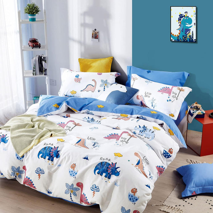 KEAYOO Baby Bettwäsche 100x135 Weiss mit Buntstiftzeichnung Süsses Tier und Bäume 100% Baumwolle mit