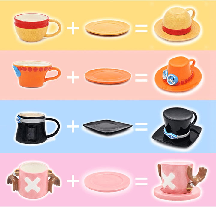 Roffatide Anime One Piece Kaffeetassen Monkey D. Luffy Strohhut Keramik Kaffee Tee Milch Tasse Büro