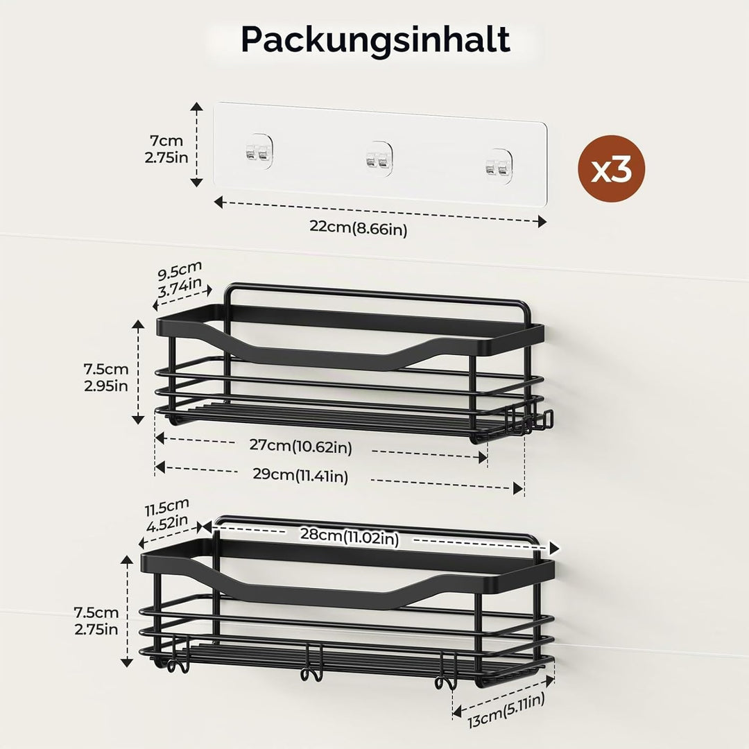 Orimade Duschablage ohne Bohren 2 Stück Rostfreie Badezimmer Regal, Duschregal Badregal ohne Bohren,