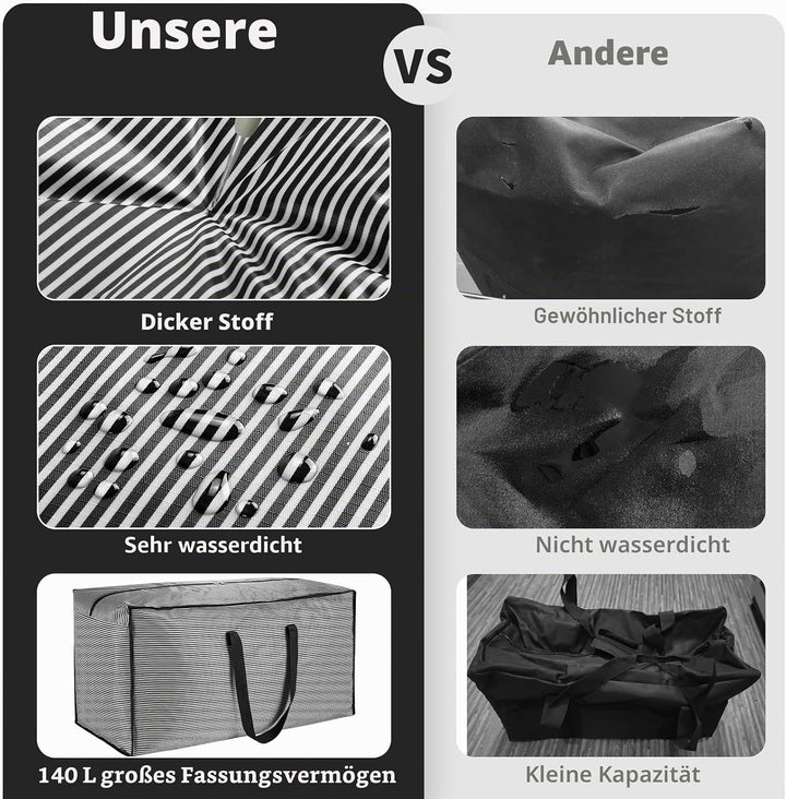 iespell Extra grosse, robuste Aufbewahrungsbeutel mit Deckel für Umzüge, starke Aufbewahrungsboxen m