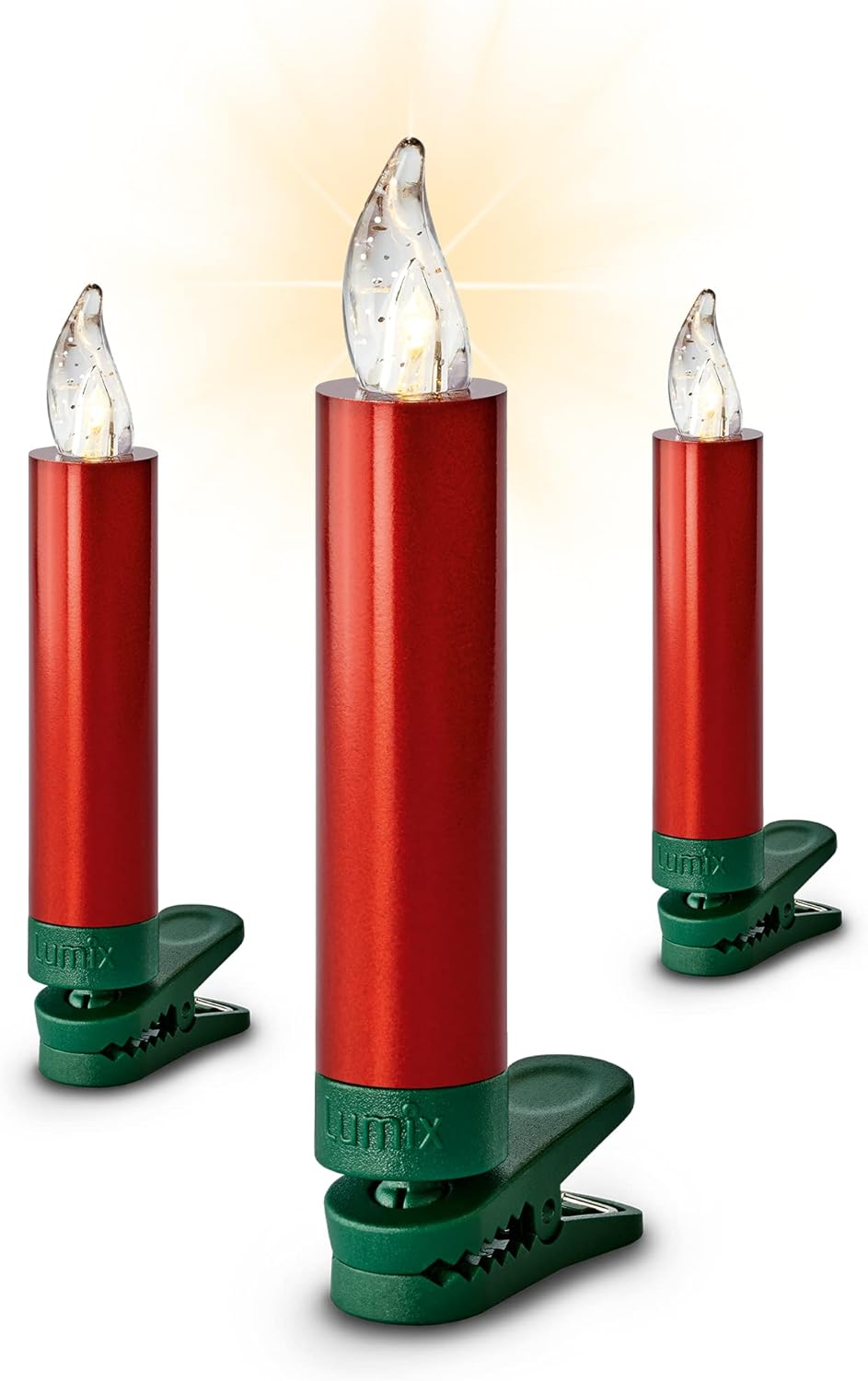 Lumix Kabellose LED Christbaumkerzen Superlight Mini Metallic Rot Erweiterungs-Set mit 6 Kerzen, Art