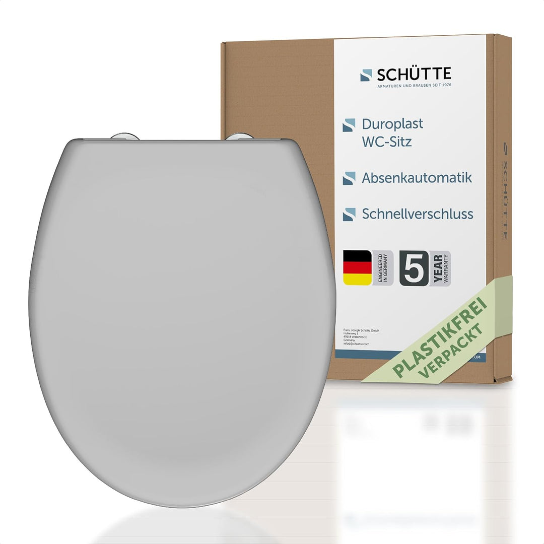 SCHÜTTE WC-Sitz mit Absenkautomatik, Abnehmbarer Klodeckel aus bruchsicherem Duroplast, Innovative D