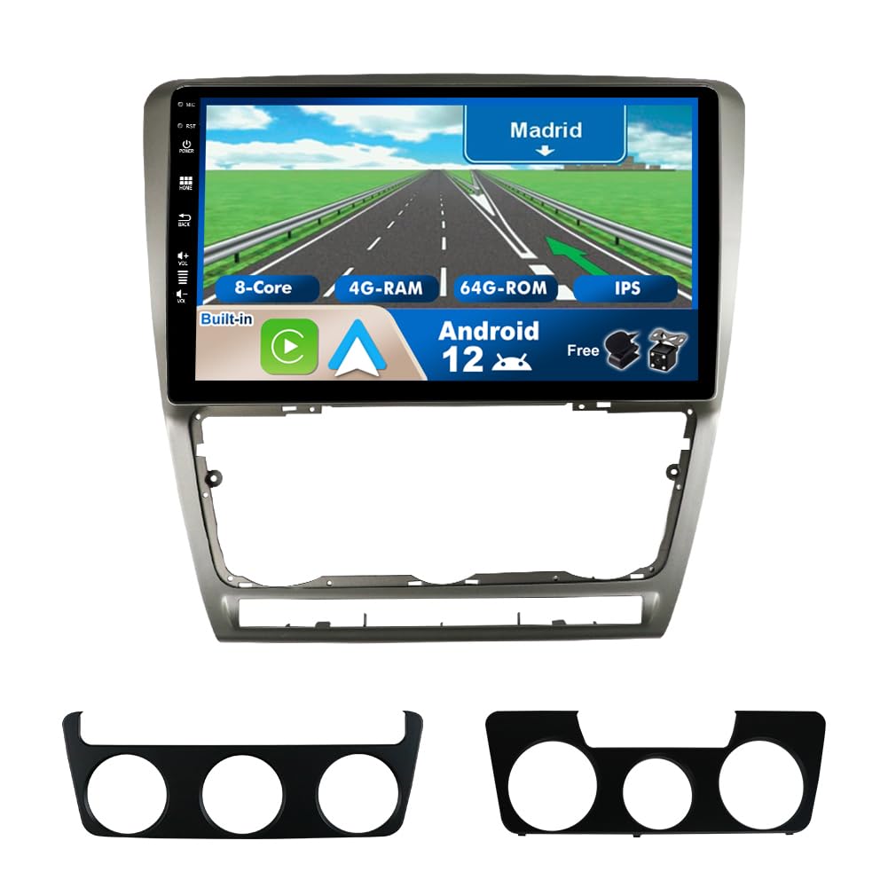 JOYX Android 12 IPS Autoradio Passt für SKODA Octavia (2007-2009) - 4G+64G - Eingebaut DSP/Carplay/A