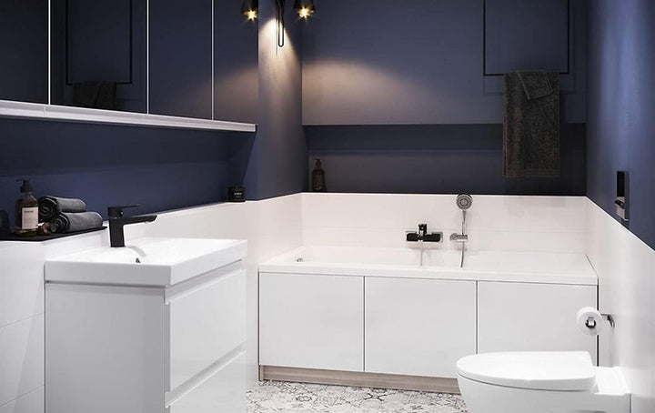 VBChome Badmöbel 80 cm Slim Weiss mit Armatur und Pop-up ventil Waschbecken mit Unterschrank Waschti