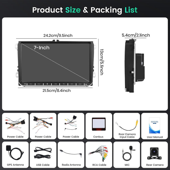 Hikity 8 Core/6+128G Android 15 Autoradio für VW Golf 5 6 Tiguan Caddy Polo Touran mit Wireless CarP
