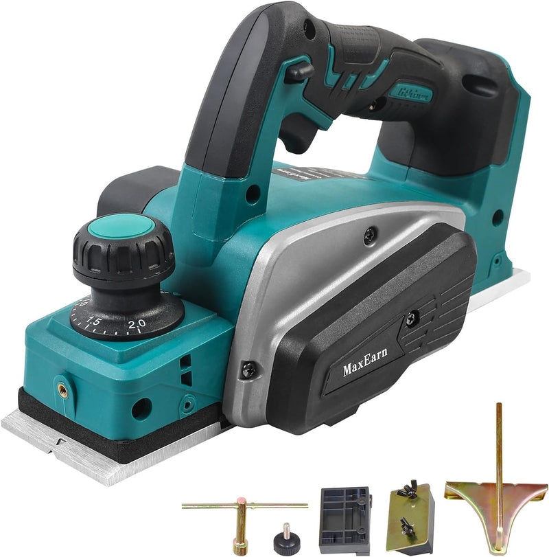 MaxEarn Akku Elektrohobel Holz, Automatischer Kabelloser Hobel für Makita 18V Akku, 82 mm Hobelbreit