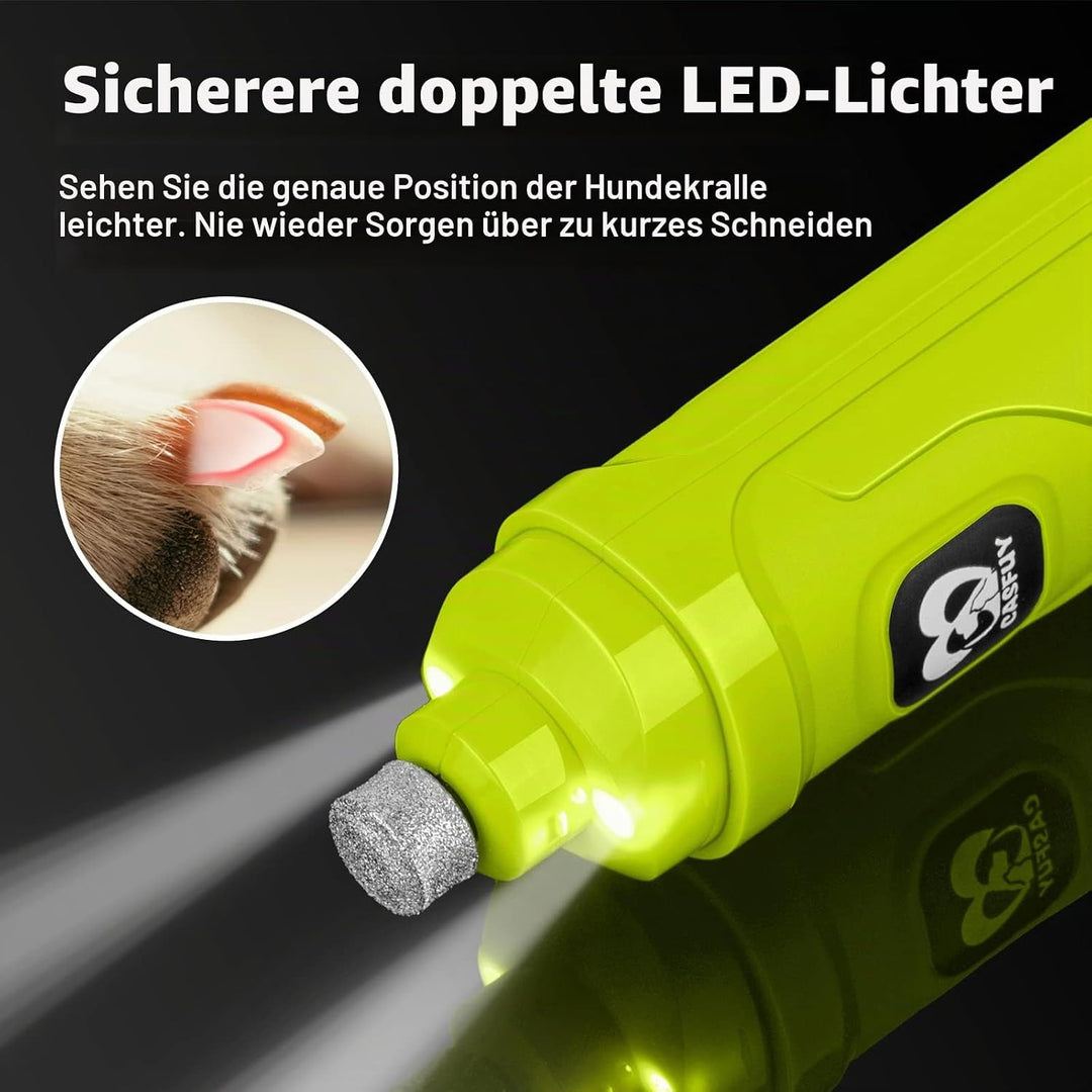 Casfuy Krallenschleifer für Hunde mit 2 LED-Leuchten – 2 Geschwindigkeiten, leiser, leistungsstarker