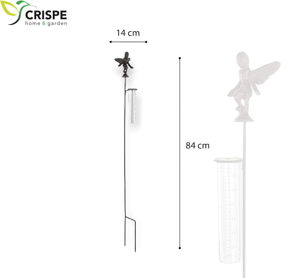 Crispe home & garden Regenmesser - Elfe - dekorativ und robust - Höhe 84 cm - Niederschlagsmengenmes