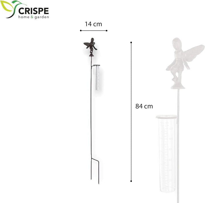 Crispe home & garden Regenmesser - Elfe - dekorativ und robust - Höhe 84 cm - Niederschlagsmengenmes