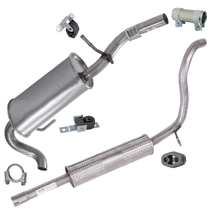 ATEC Germany Auspuff Schalldämpfer Set 1x Endschalldämpfer, 1x Mittelschalldämpfer, mit Montagemater