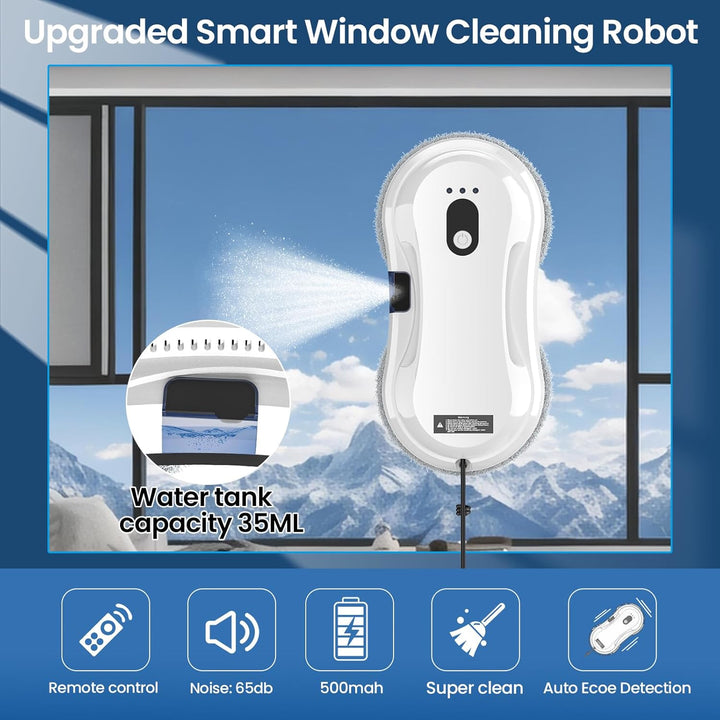 Fensterputzroboter,5600Pa Elektrischer Fensterreiniger,Fensterroboter mit Fernbedienung und Kantener