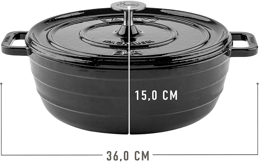 Sallys 'Ela' Deluxe Gusseisentopf/Gusseisenpfanne - Robustes und Hochwertiger Bräter für Perfektes G