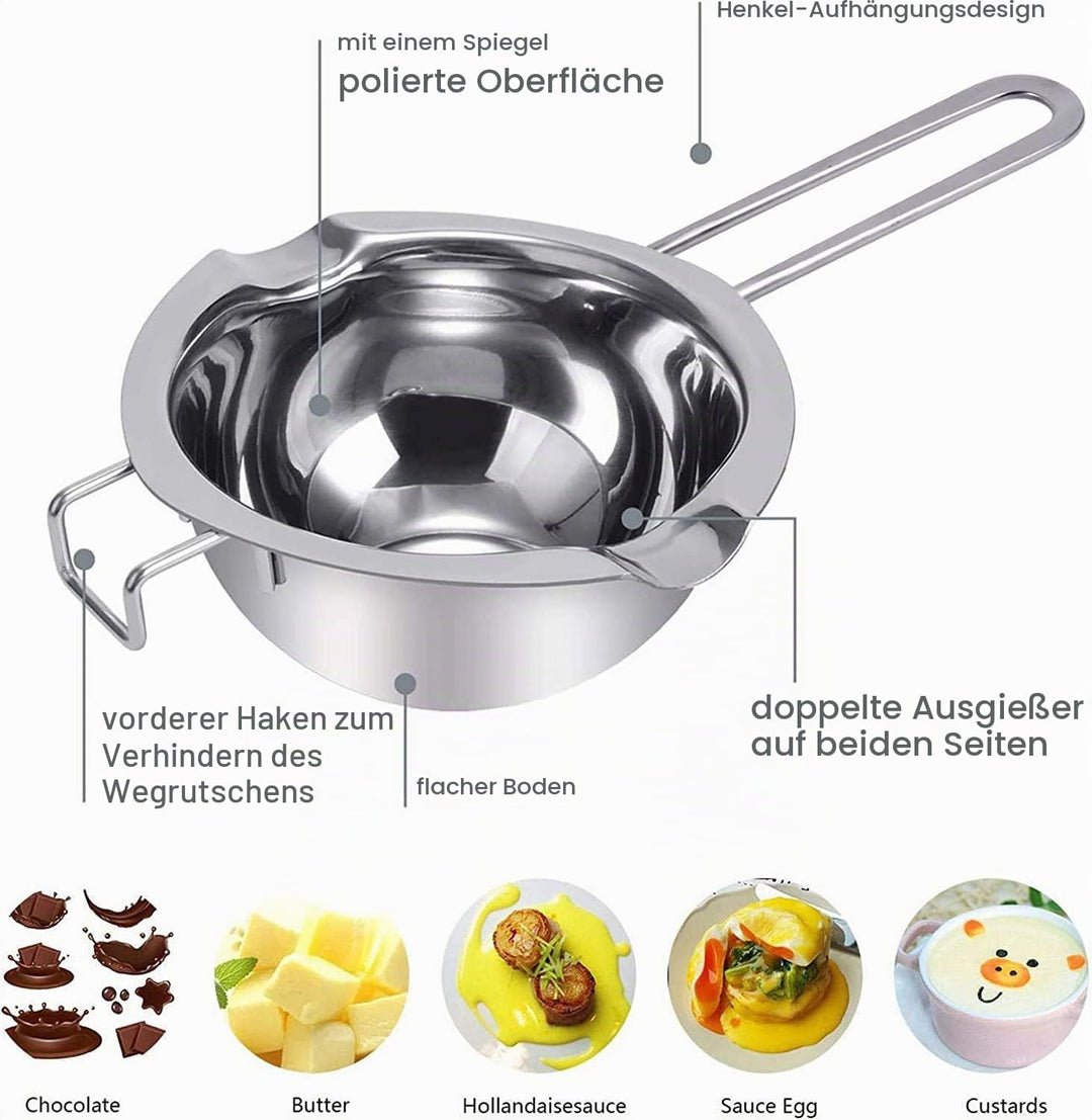 JOYIT Kerzen Schmelztopf 1000ml - Schokoladen Schmelztiegel Edelstahl 304, Wasserbad Schmelzschale,
