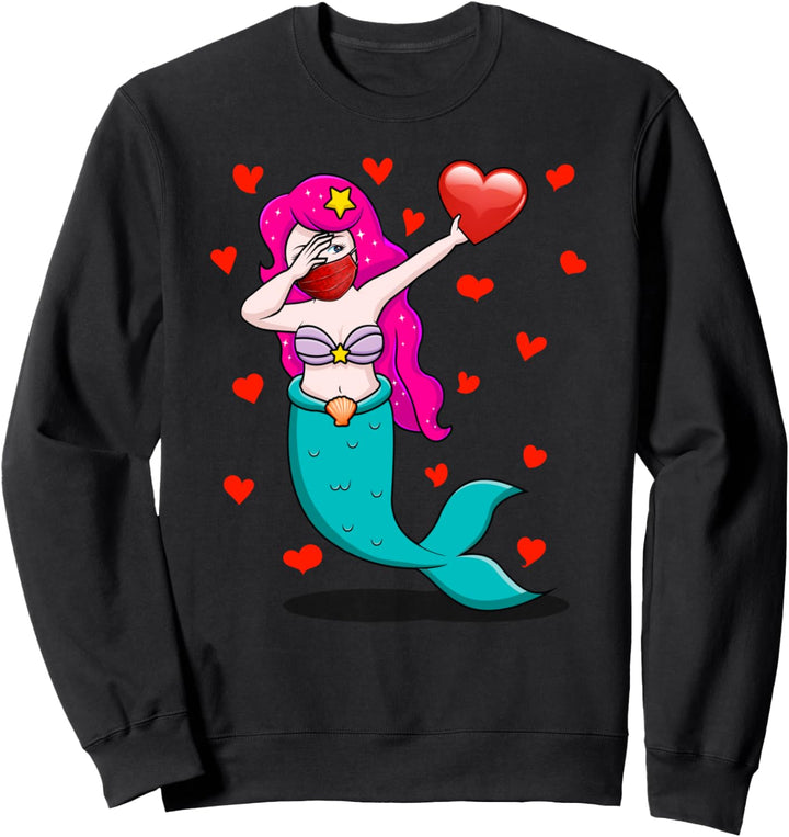 Dabbing Mermaid Wears Face Mask Geschenke zum Valentinstag Sweatshirt
