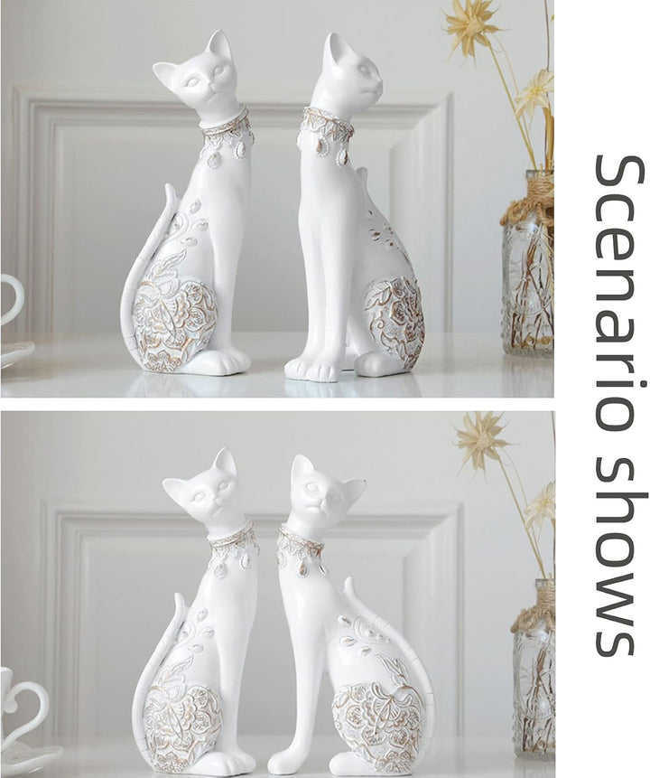 2 Stück/Set Katzenstatuen Heimdekoration Katzenfiguren Paar-Katzenstatuen für Heimdekoration, geeign