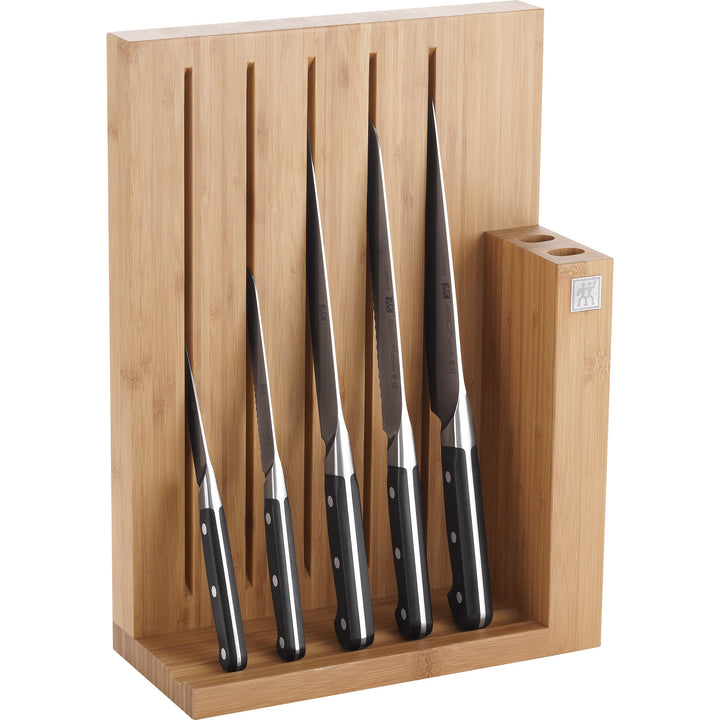 ZWILLING Pro Messerblock,6-tlg., Bambusblock, Messer aus rostfreiem Spezialstahl, 3-Nieten-Design, 1