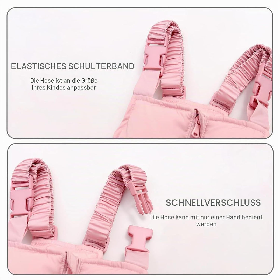 JiAmy Kinder Schneeanzug Daunenjacke mit Kaputze + Schneelatzhose, Winter Bekleidungsset Mädchen Win