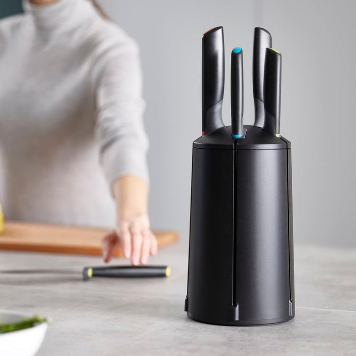 Joseph Joseph Elevate Messerblock, 5-teilig, drehbar, japanischer Edelstahl, Schwarz Mehrfarbig