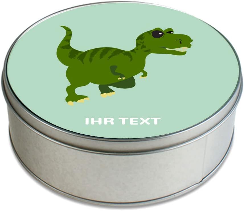 stempel-fabrik Geschenkdose Rund mit Aufdruck - Motiv Dinosaurier - Personalisiertes Geschenk - Keks