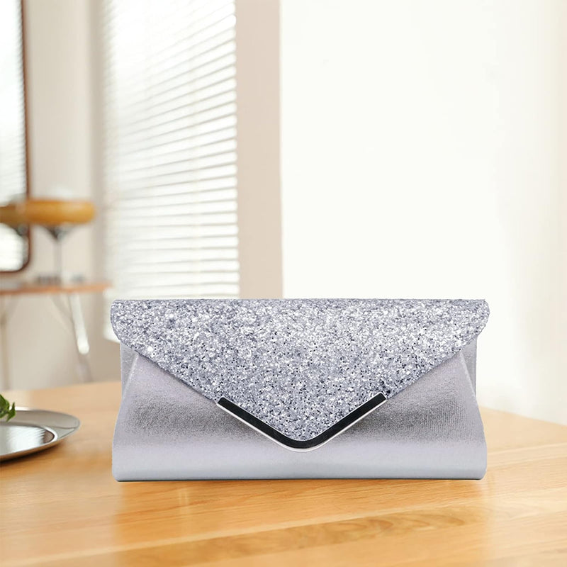 CORIOS Damen Clutch Tasche Envelope Abendtasche Pailletten Henkeltasche Glitzer Hochzeit Brautbörse