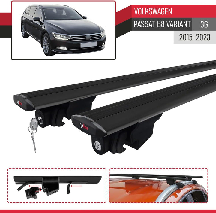 acpar Kompatibel mit VW Passat B8 Variant 2015-2023 Dachträger Hook Gepäckträger Relingträger mit Sc