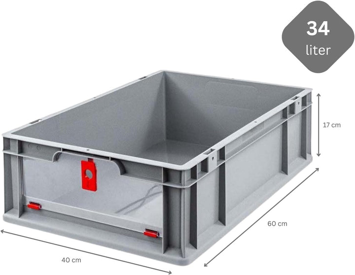 SparSet 10x Eurobox NextGen Insight Cover | HxBxT 17x40x60 | 34 Liter | Niedrig/Rot | Eurobehälter,