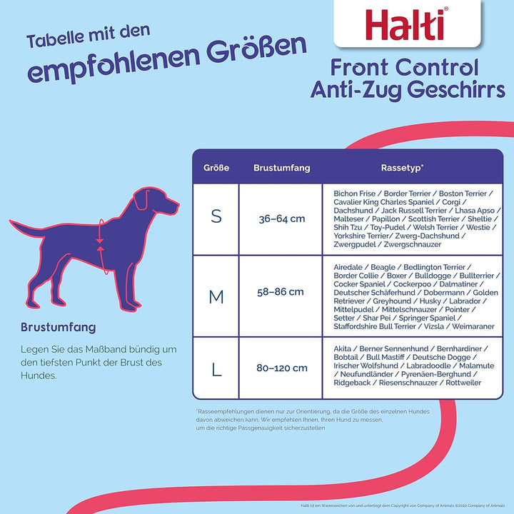 HALTI Front Control Anti-Zug Geschirr, Grösse Mittel - Verhindert, dass Ihr Hund an der Leine zieht,