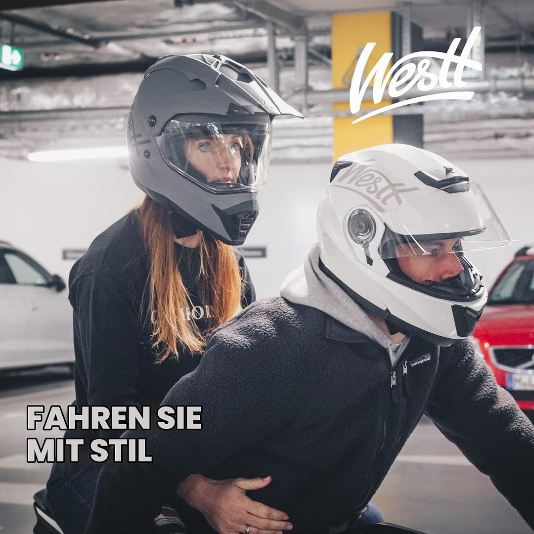 Westt Motocross Fullface MTB Helm Motorradhelm Herren Damen mit Doppelvisier Integralhelm Cross Moto