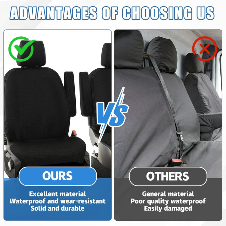 Soekodu Sitzbezüge kompatibel mit Ford Transit Custom 2013-2022 (2 Sitzer), 6er-Set Wasserdichter Vo