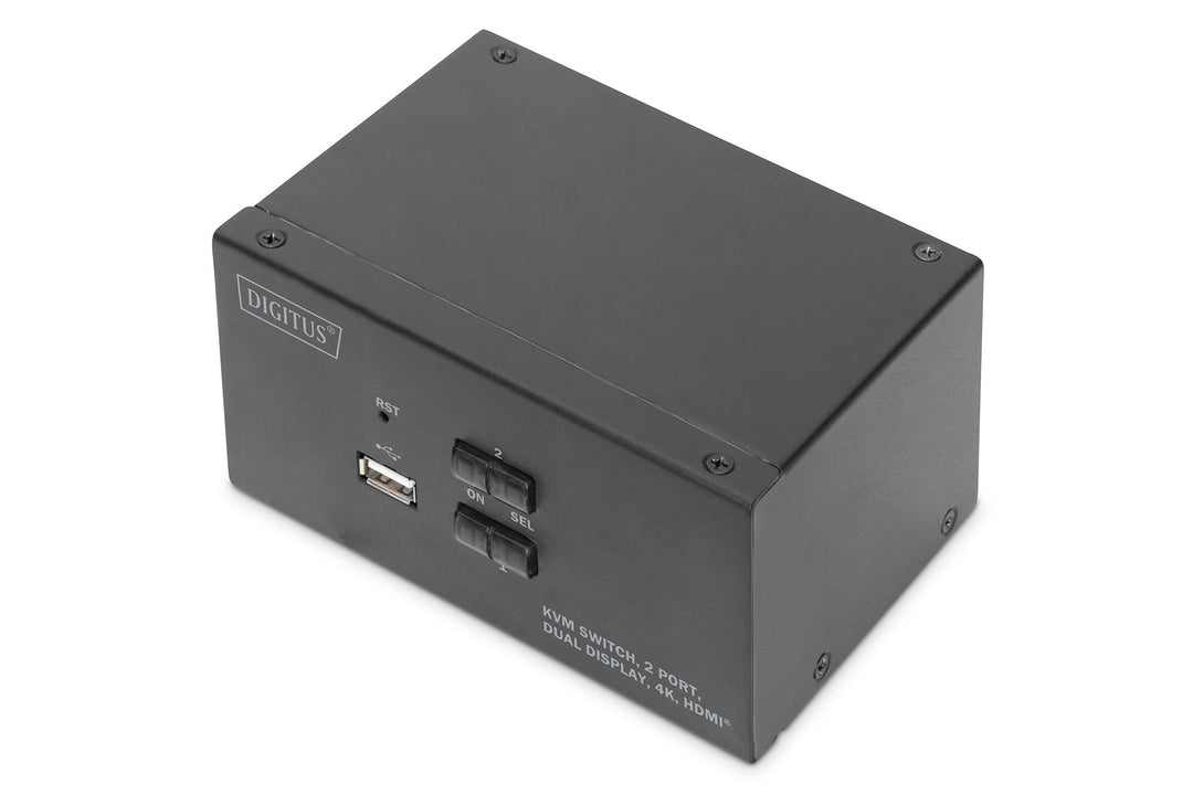 DIGITUS KVM-Switch HDMI – 2-Port Dual-Display – 2 PC 2 Monitore – 1x Maus, Tastatur &amp; Audio für 2 Co