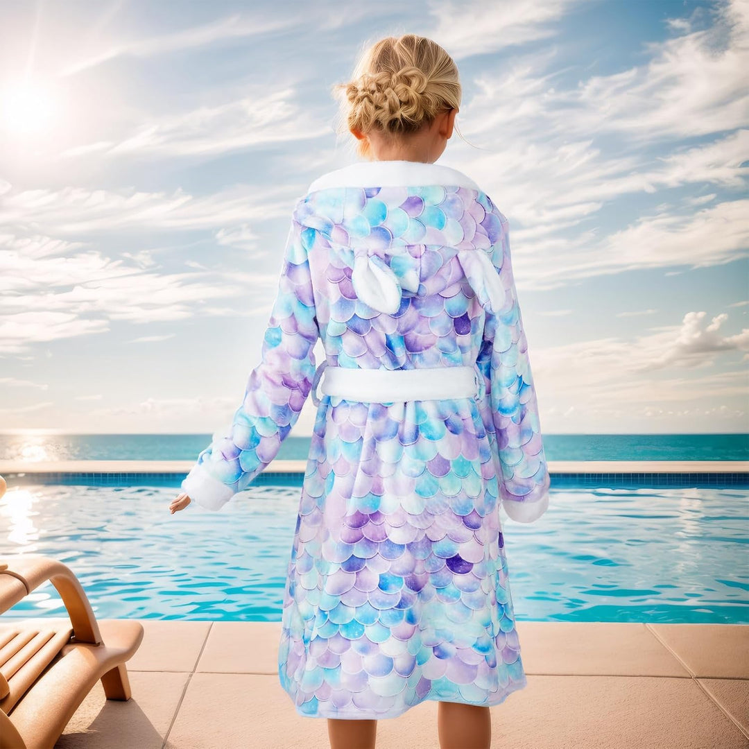 WYTbaby Bademantel Kinder Mädchen Flauschig Fleece bademantel mädchen Lange Ärmel Kinderbademantel m