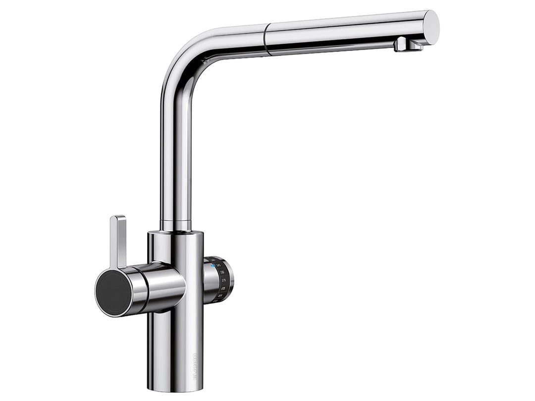 Blanco 525212 EVOL-S Volume Küchenarmatur mit Messbecherfunktion, 230 V, Chrom Hochdruck Hebel links