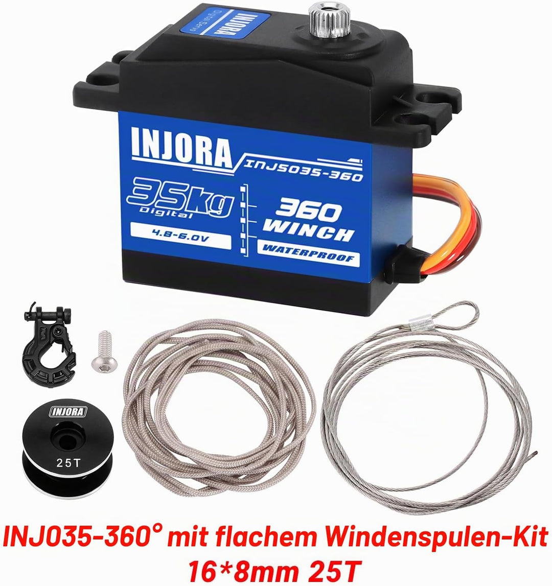 INJORA 35KG Digital Servo wasserdichte 360 °-Drehung 23T 25T Servo Winden Spule für RC Crawler Auto