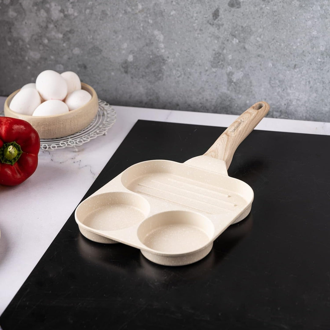 Klausberg Pfannkuchenpfanne Bratpfanne mit Marmorbeschichtung 3-in-1 18 cm für Eier, Pfannkuchen, Pa