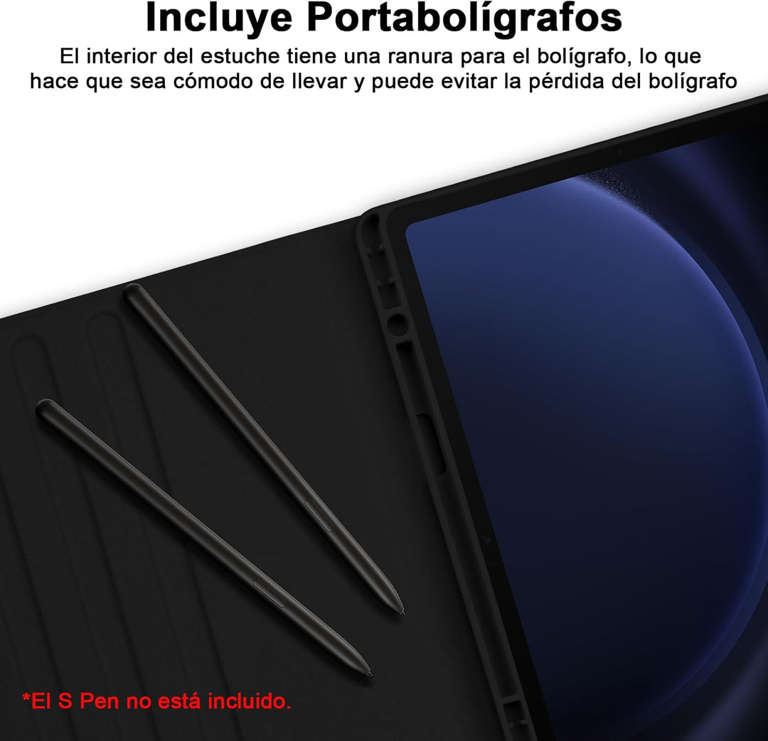 Bettdow für Samsung Galaxy Tab S9 FE/S9 2023 Tastatur Hülle, Schwarz (Spanisch), Schwarz