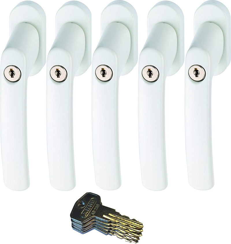 ABUS FG200 W SB abschliessbarer Fenstergriff, weiss im Set 5 Stück