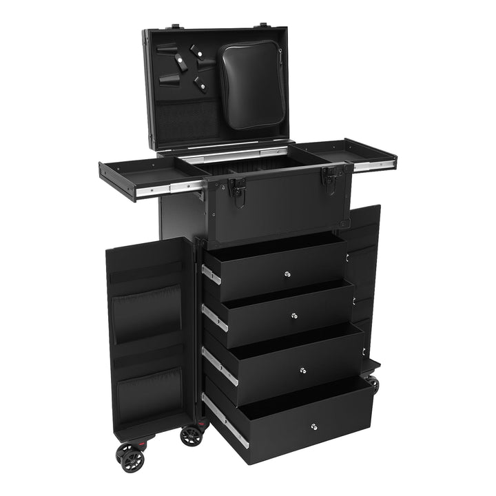 Kosmetik Trolley Kosmetikkoffer 4 Schubladen Schminkkoffer Friseurkoffer Abschliessbar Nagelkkoffer